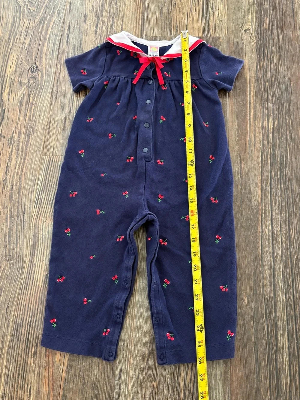 Y2K Gymboree Sailor Collar Cherry Romper Jumper 18-24 Months Blue Red White 2001